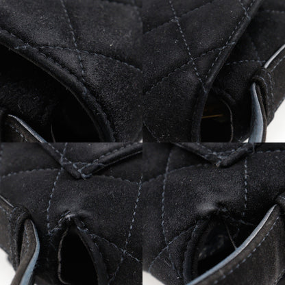 Chanel Vintage Flap Quilted Suede, Black, Suede, Shoulder Bag