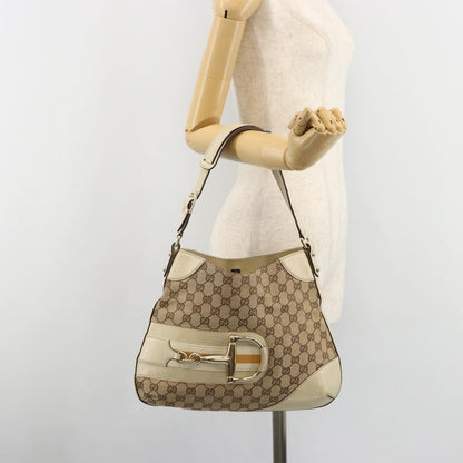 Gucci Hasler Hobo GG Canvas, Beige, Canvas, Shoulder Bag