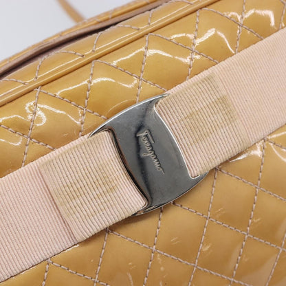 Salvatore Ferragamo Vala Patent Leather, Beige, Patent Leather, Shoulder Bag