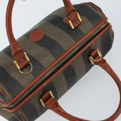 Fendi Vintage Pequin Convertible Boston Coated Canvas, Brown, Canvas, Handbag
