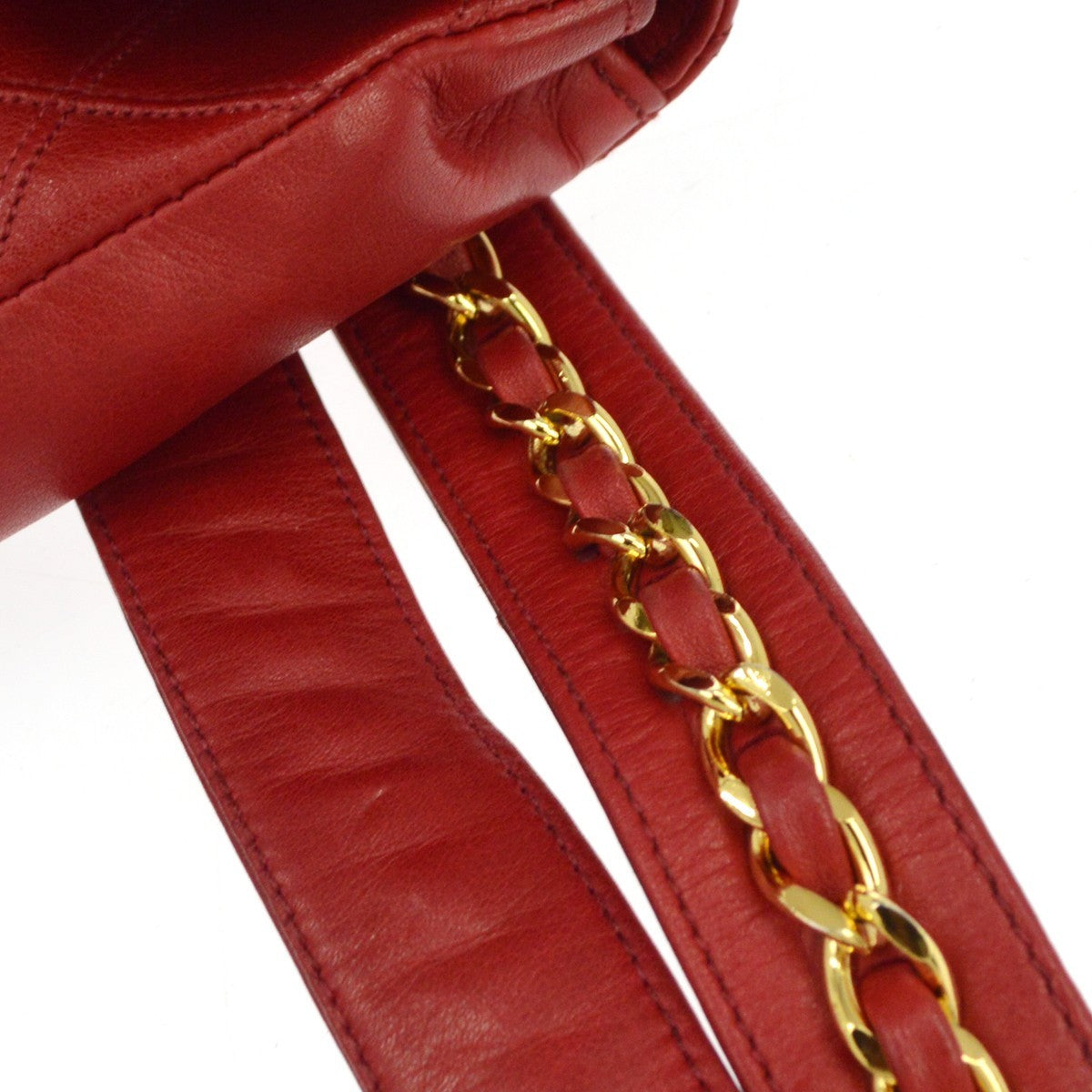 Chanel Chain Infinity Waist Quilted Lambskin, Red, Leather, Handbag