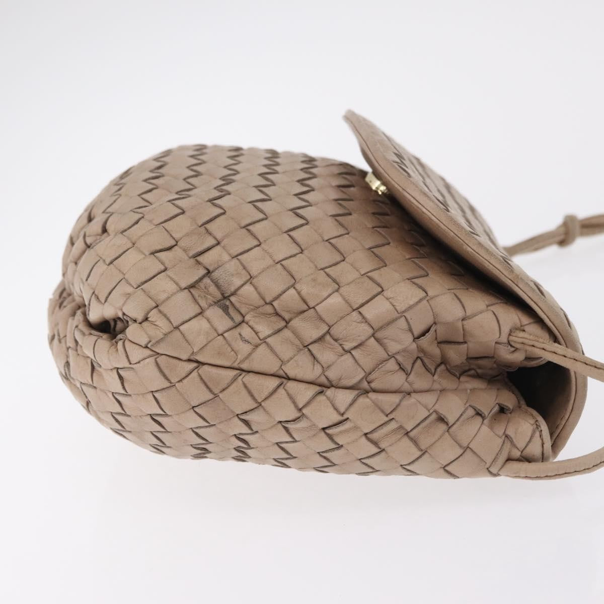 Bottega Veneta Intrecciato Shoulder Leather, Beige, Leather, Shoulder Bag