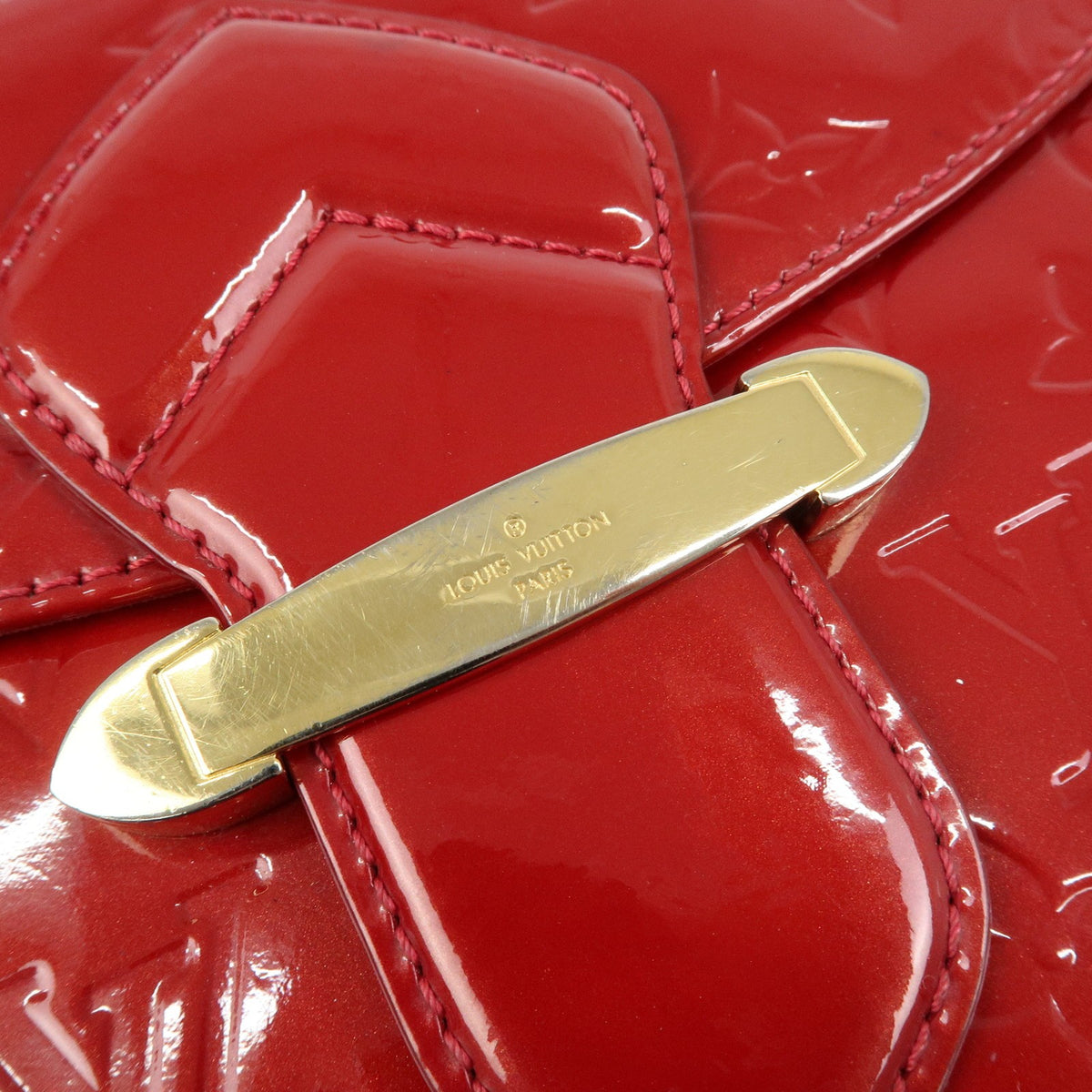 Louis Vuitton Bellflower Monogram Vernis, Red, Patent Leather, Handbag