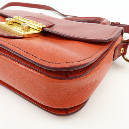 Miu Miu Madras Top Handle Leather, Red, Leather, Handbag