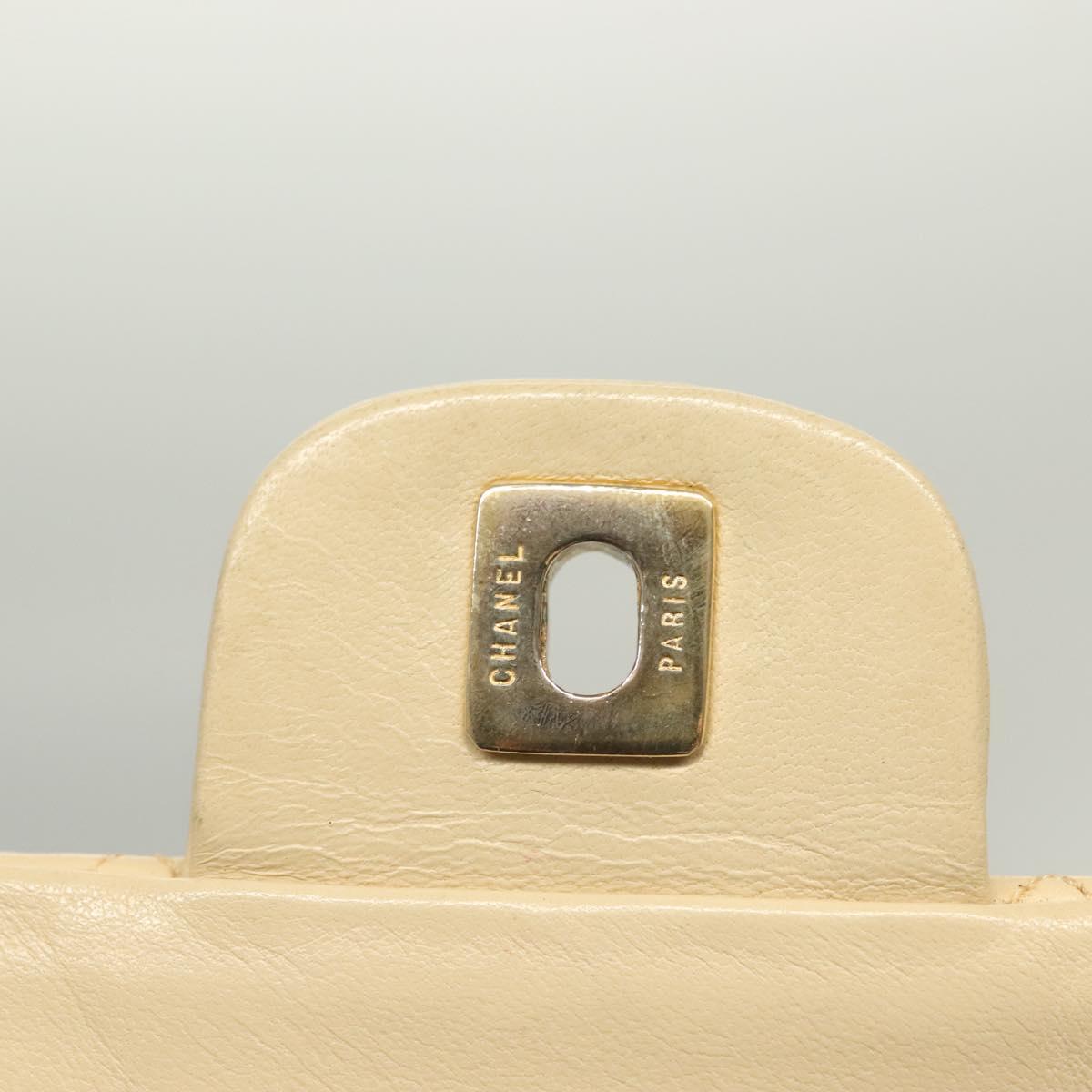 Chanel Vintage Square Classic Double Flap Bag Quilted Leather, BEIGE, LEATHER, Shoulder bag