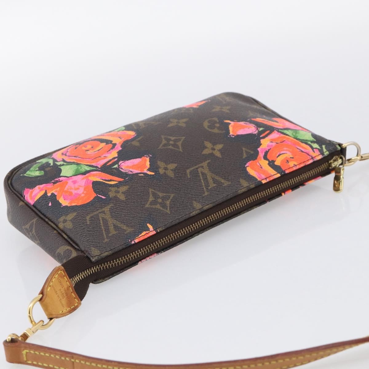 Louis Vuitton Pochette Accessoires Limited Edition Monogram Roses, Multicolour, Canvas, Clutch