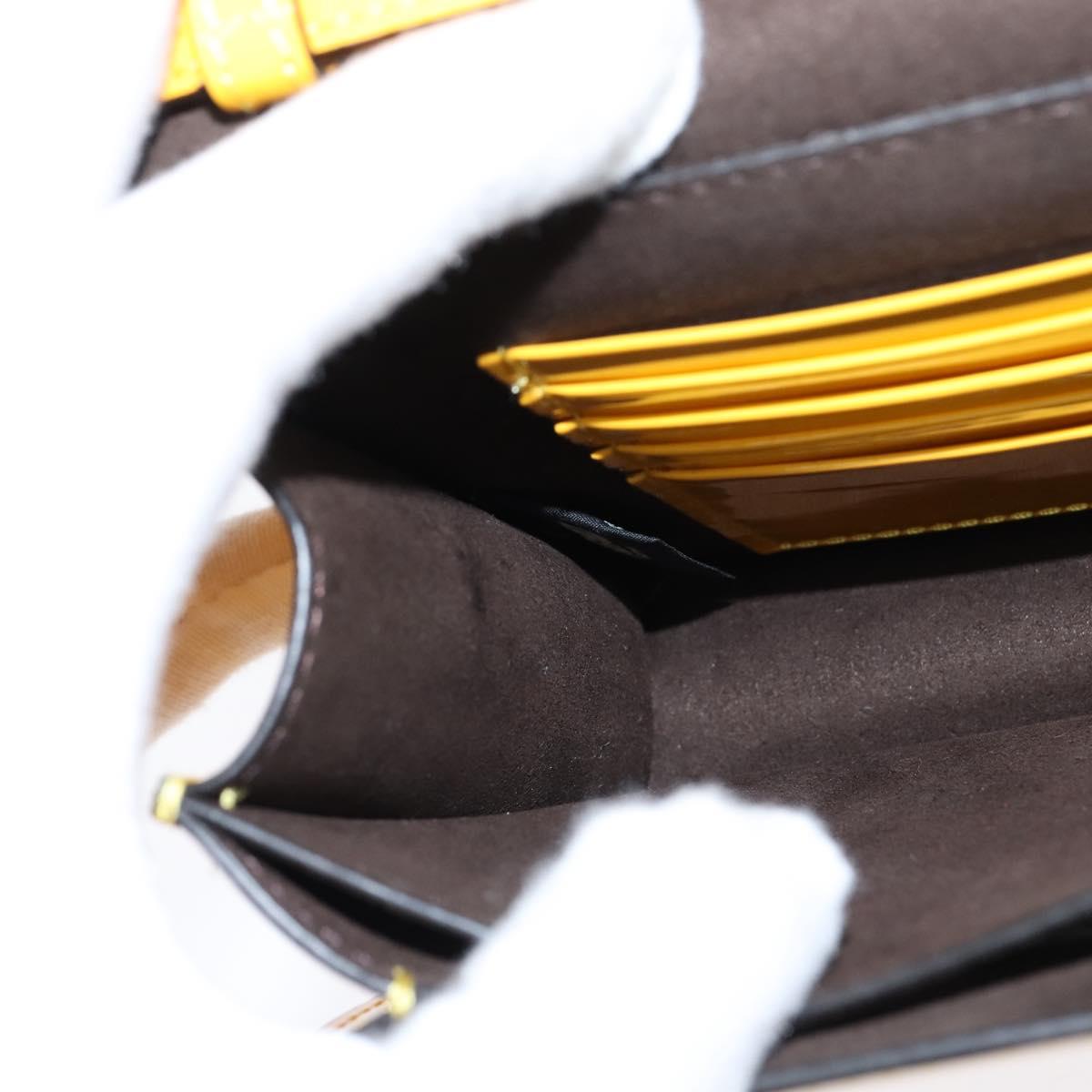 Fendi Curligraphy Shoulder Enamel Yellow Silver, Yellow, Patent Leather, Shoulder Bag