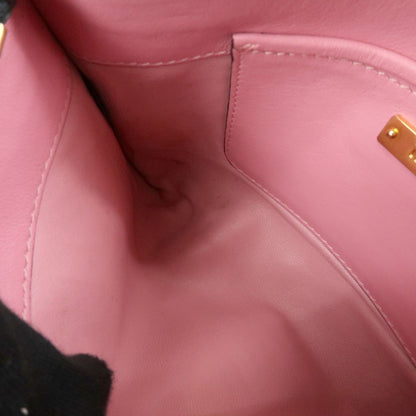 Miu Miu Logo Chain Clutch Shearling, Pink, Leather, Clutch