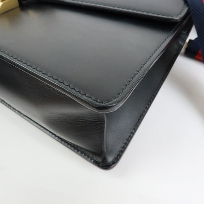 Gucci Sylvie Leather, Black, Leather, Shoulder Bag