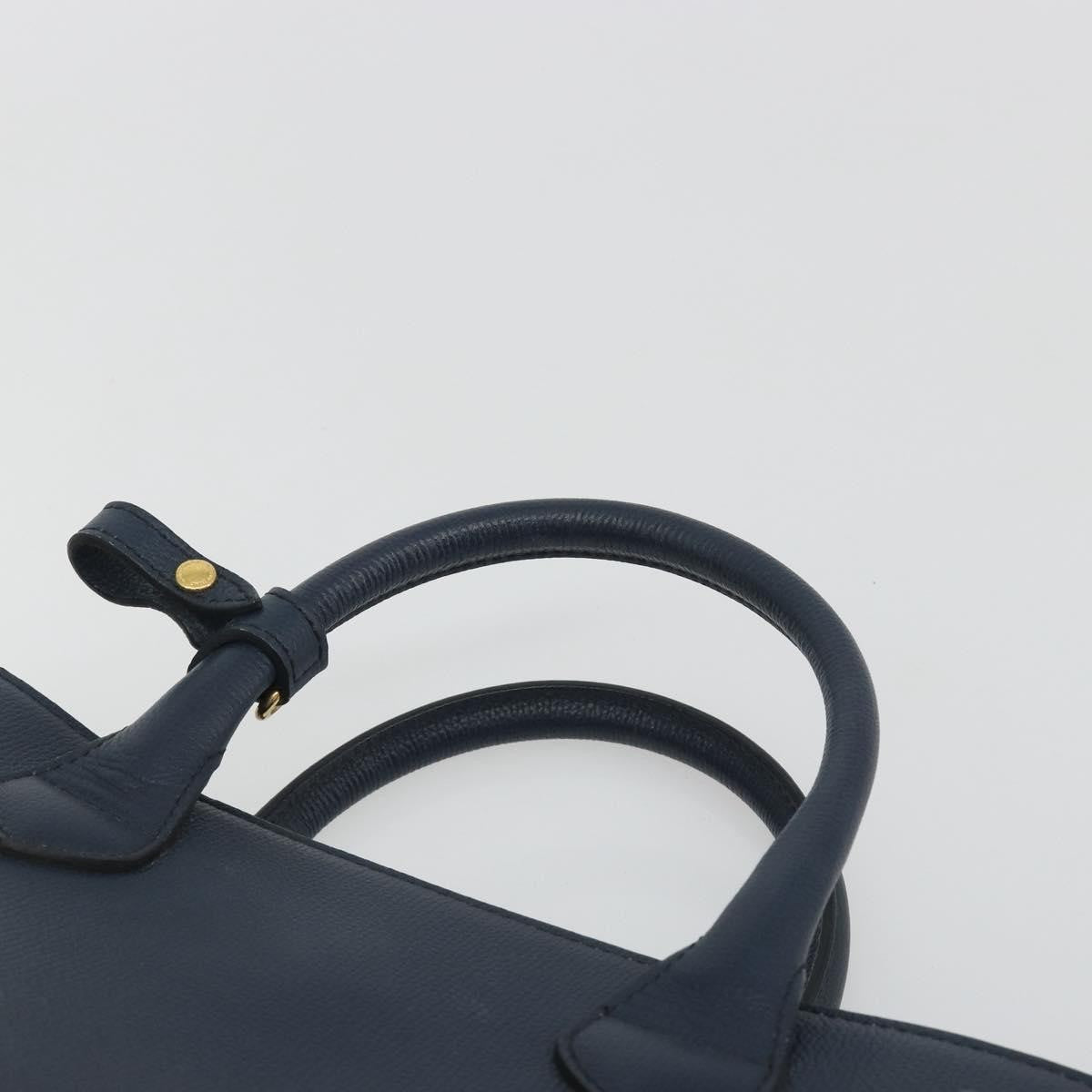 Burberry Banner Leather and House Check Canvas, Navy, Leather, Tote Bag