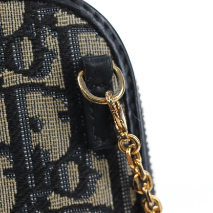 Christian Dior 30 Montaigne Phone Holder on Chain Oblique Canvas, Navy, Canvas, Crossbody Bag