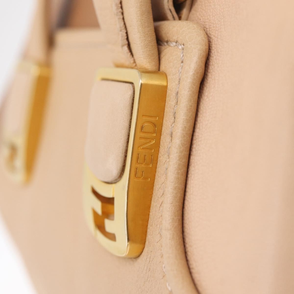 Fendi Chameleon Satchel Leather, Beige, Leather, Handbag