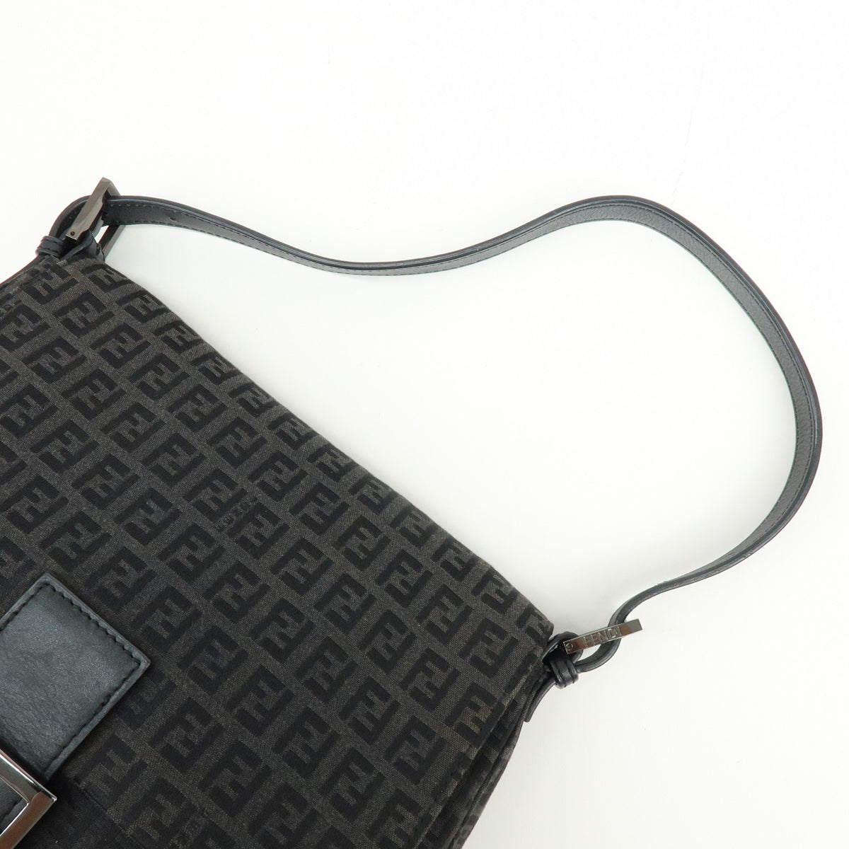 Fendi Zucchino Canvas Mamma Baguette Canvas, Black, Canvas, Shoulder Bag
