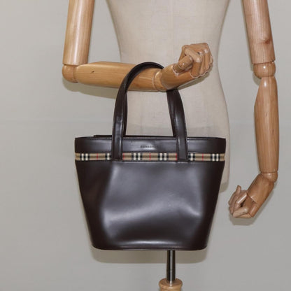 Burberry Nova check Leather, Brown, Leather, Handbag