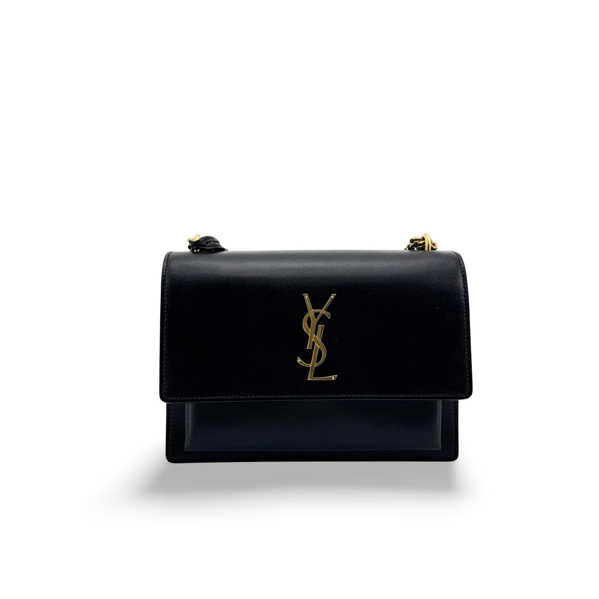 Saint Laurent Sunset Leather, Black, Calfskin, Crossbody Bag