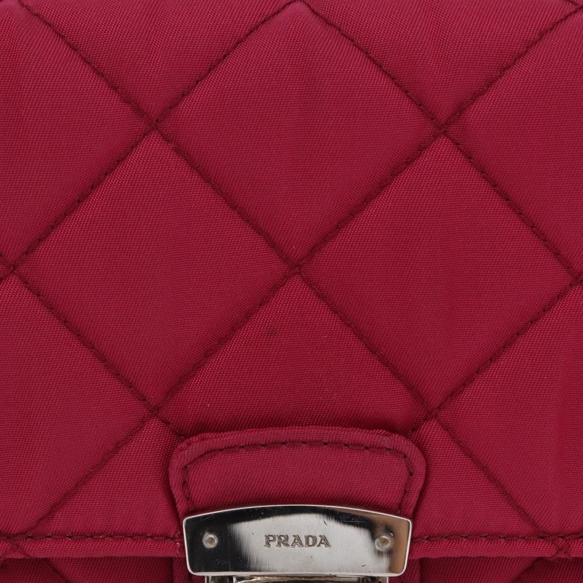 Prada Pushlock Chain Flap Quilted Tessuto, Pink, Nylon, Handbag