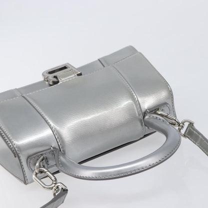 Balenciaga Hourglass Top Handle Leather, Silver, Leather, Handbag
