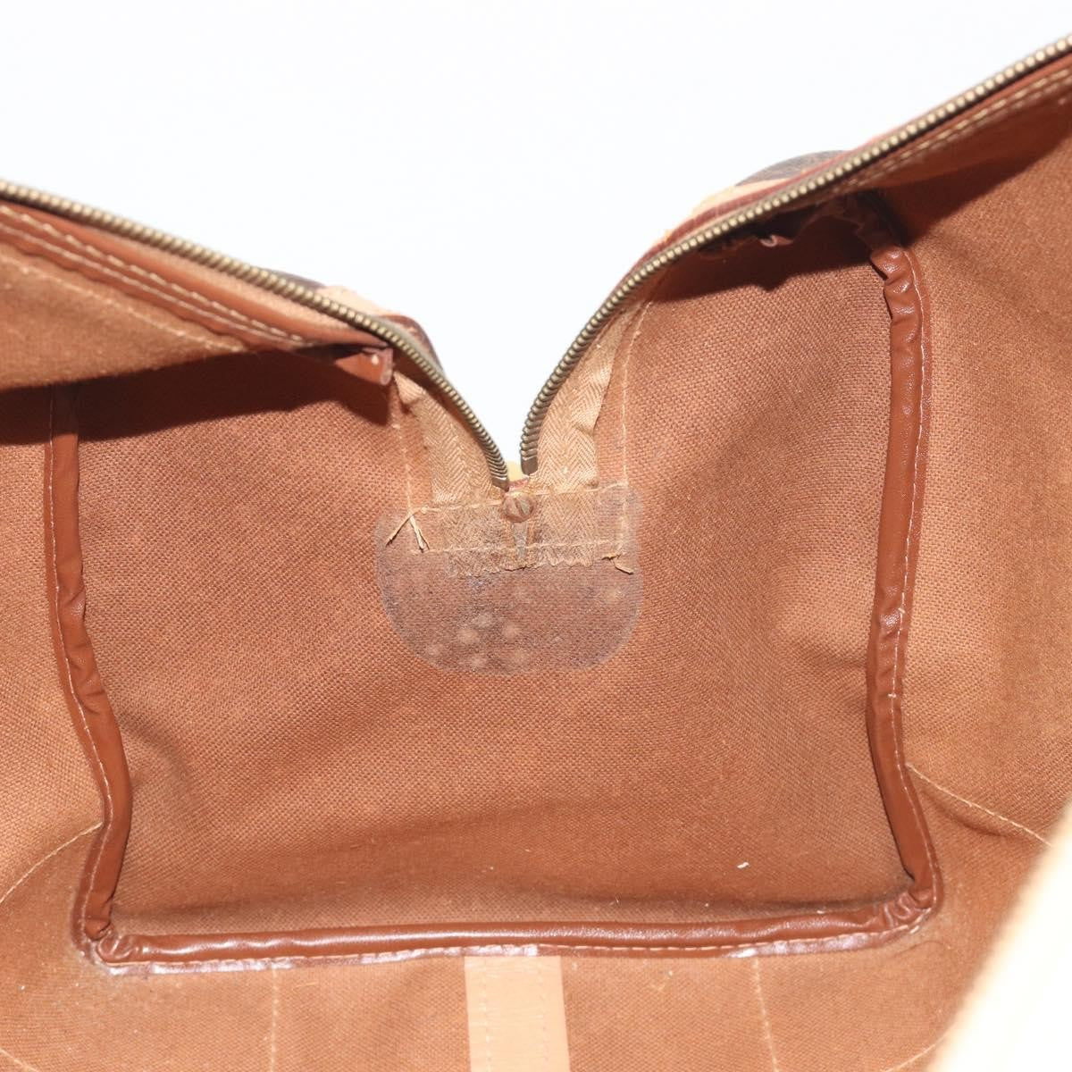 Celine Vintage Macadam Boston Canvas, Brown, PVC, Handbag