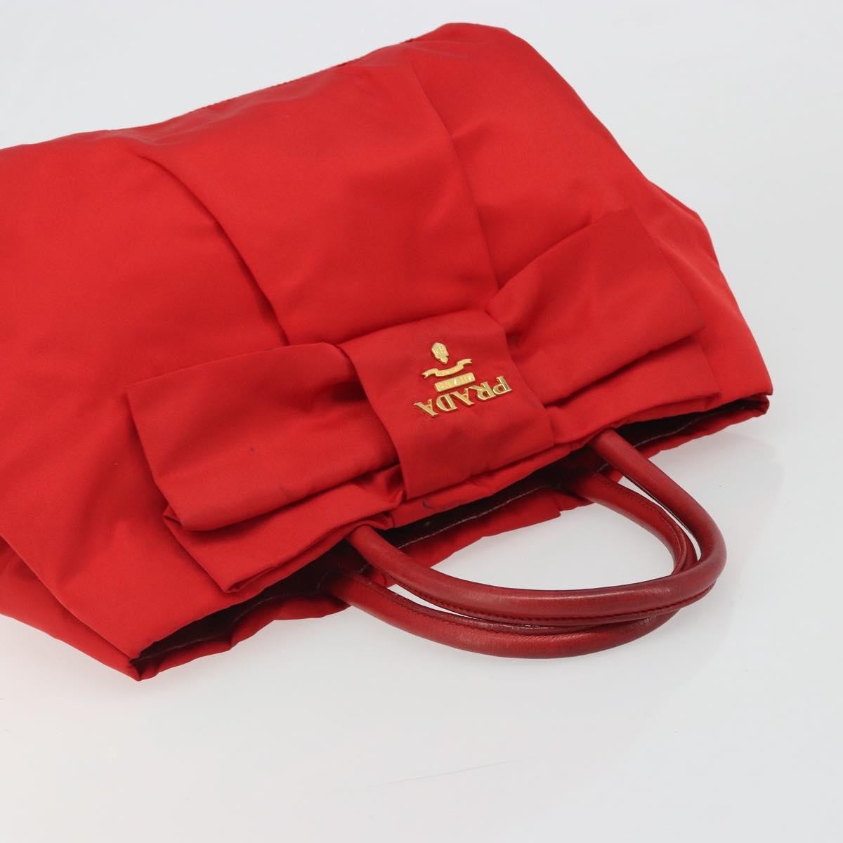 Prada Bow Tote Tessuto with Leather, Red, Nylon, Tote Bag