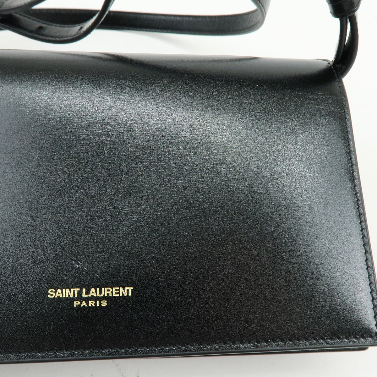 Saint Laurent Paris Chain Leather, Black, Leather, Crossbody Bag