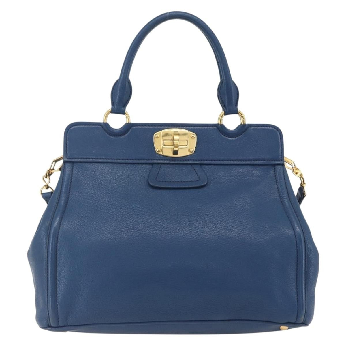 Miu Miu Vintage Leather, Blue, Leather, Tote Bag