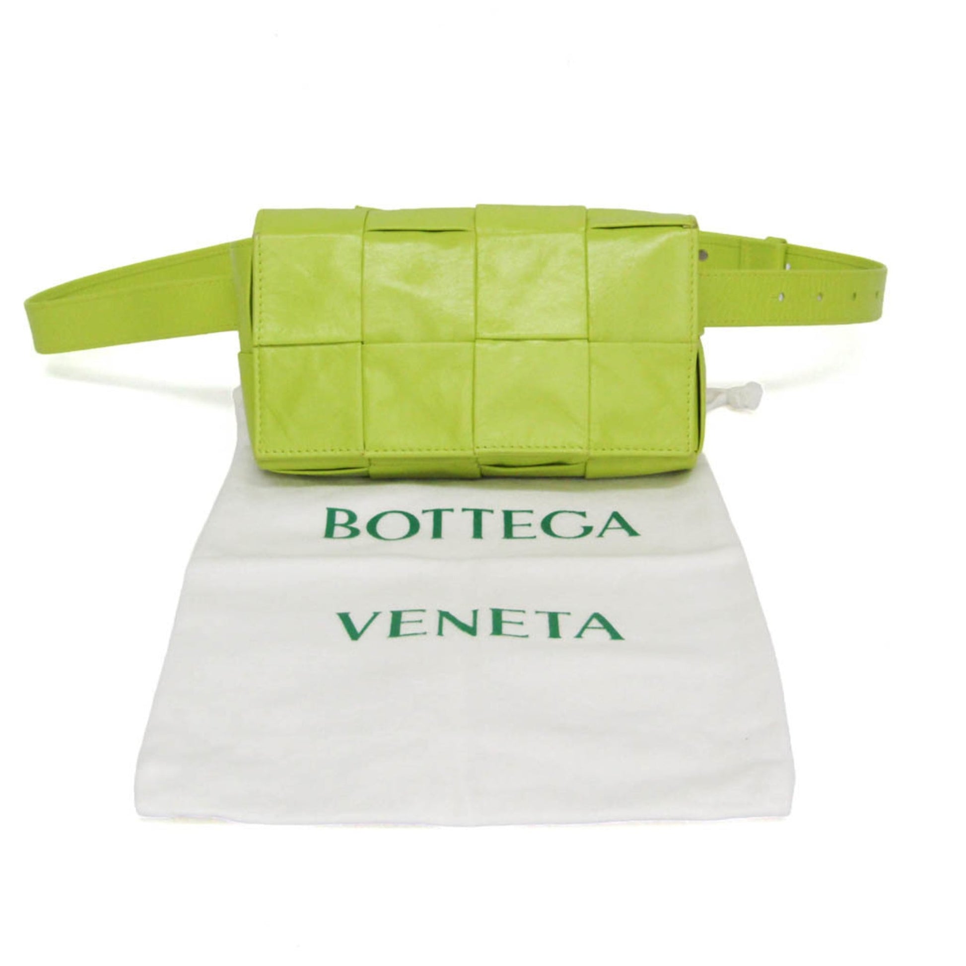 Bottega Veneta Cassette Leather, Green, Leather, Clutch