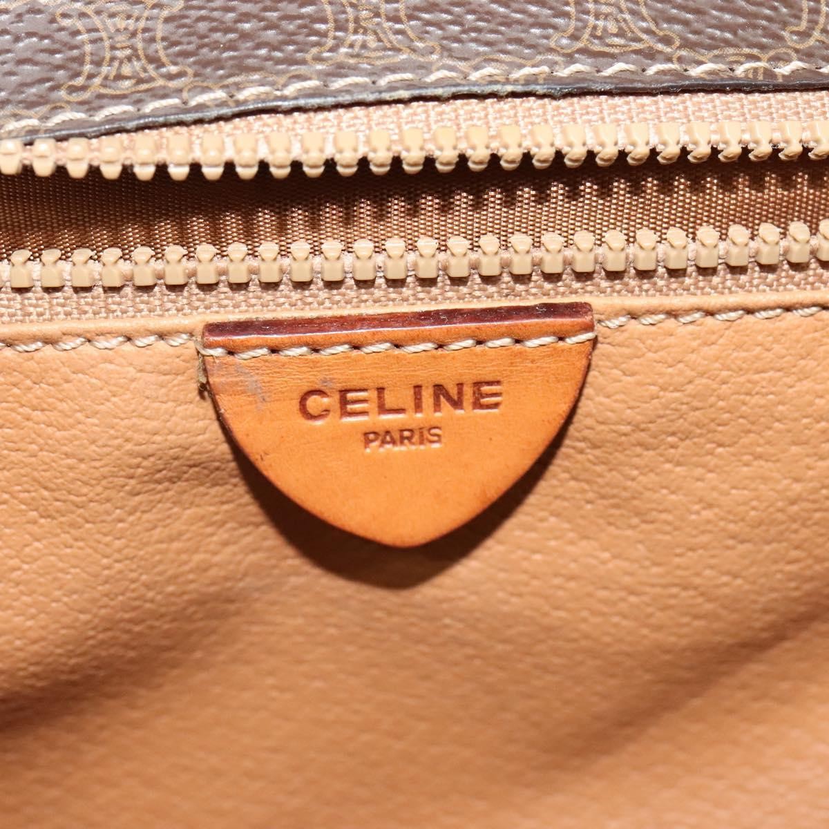 Celine Vintage Macadam Circle Logo Canvas and Leather, Brown, Canvas, Shoulder Bag