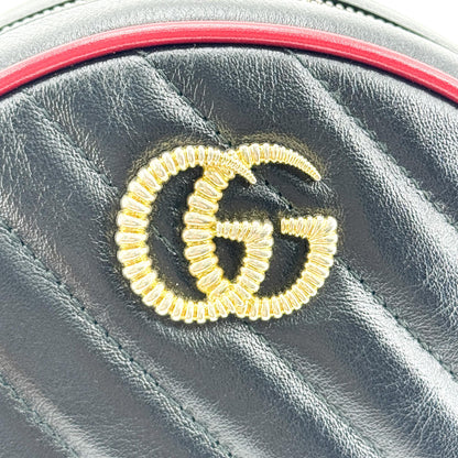 Gucci GG Marmont Round Matelasse Leather, Black, Leather, Shoulder Bag