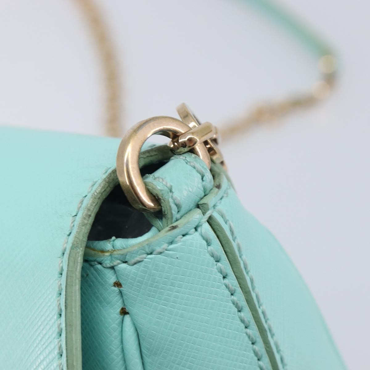 Salvatore Ferragamo Rory Chain Saffiano Leather, Blue, Leather, Shoulder Bag