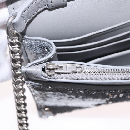 Balenciaga Hourglass Chain Leather with Sequins, Silver, Leather, Crossbody Bag