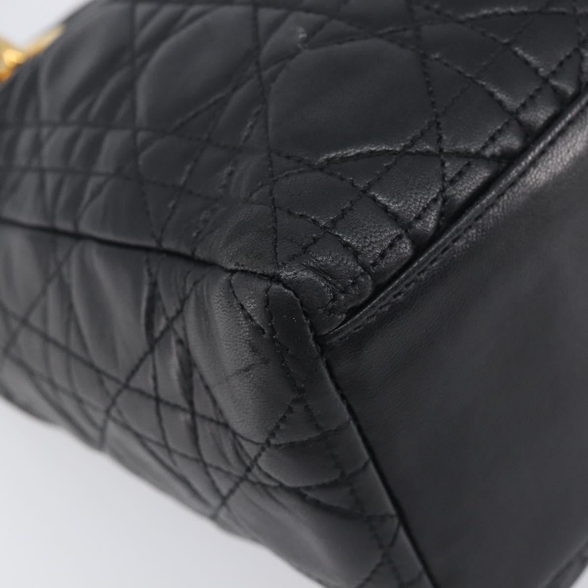 Christian Dior Vintage Lady Dior Cannage Quilt Lambskin, Black, Leather, Handbag