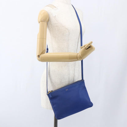 Celine Trio Crossbody Bag Leather, BLUE, LEATHER, Shoulder bag