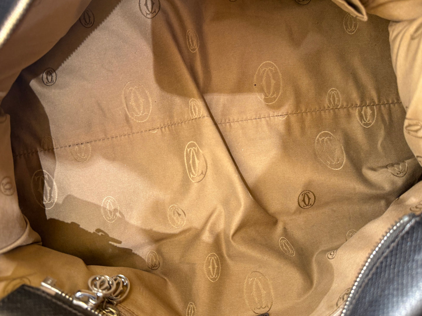 Cartier Marcello Leather, Brown, Suede, Handbag