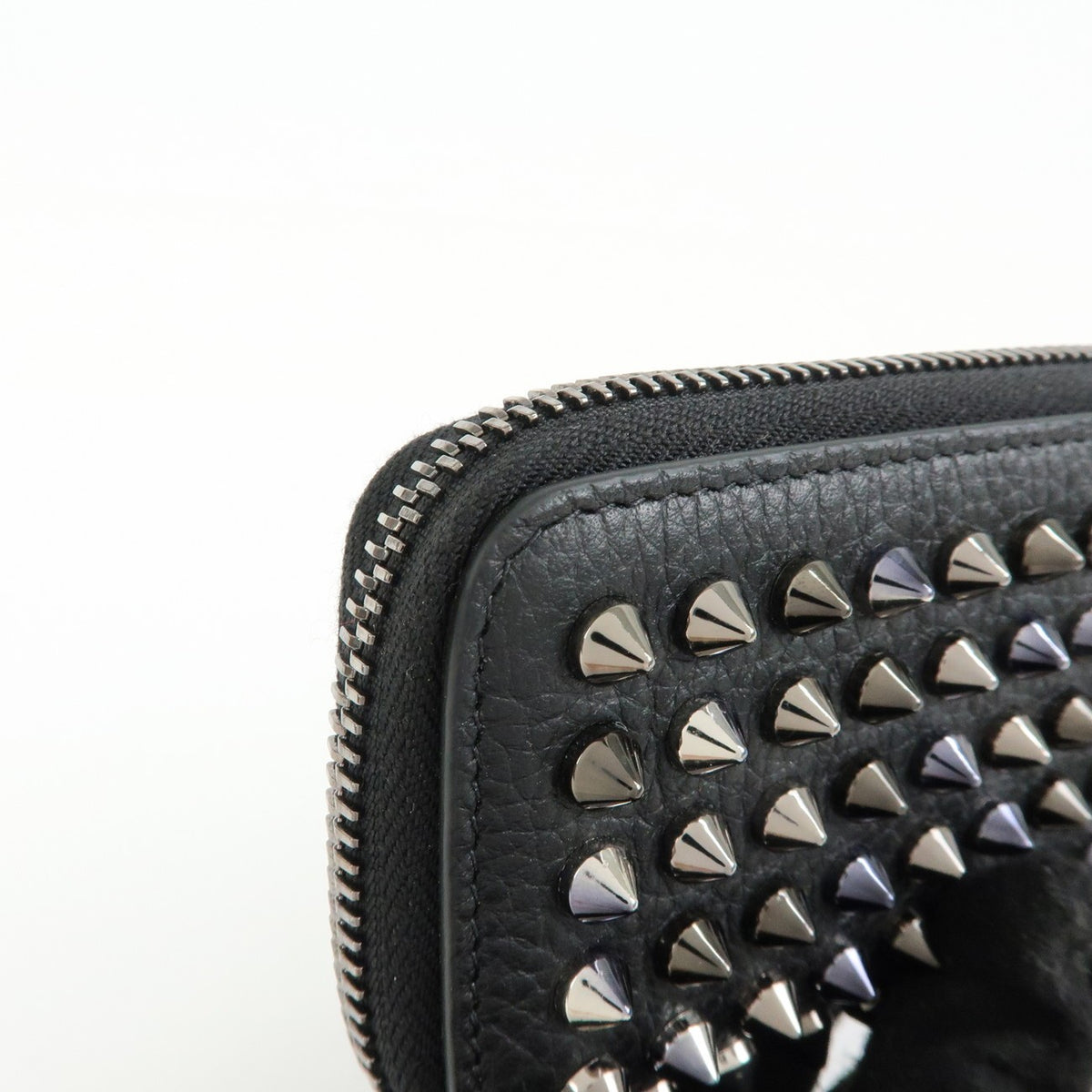 Christian Louboutin Panettone Coin Purse Spiked Leather, Black, Leather, Wallet