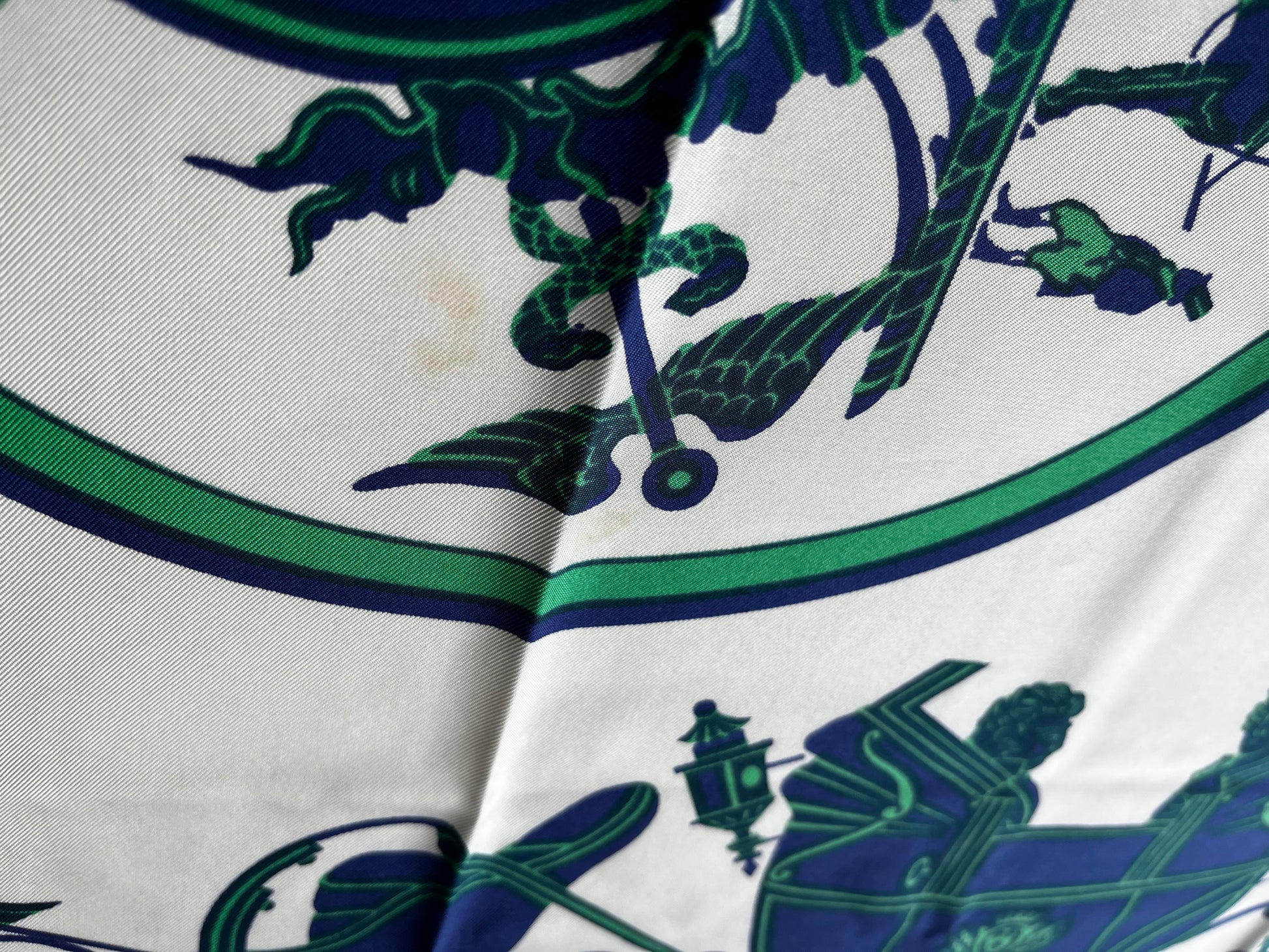 Chanel Carré 90 Silk, Green, Silk, Scarf