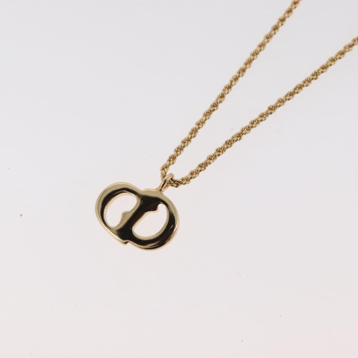 Christian Dior Logo Pendant Metal, Gold, Metal, Necklace