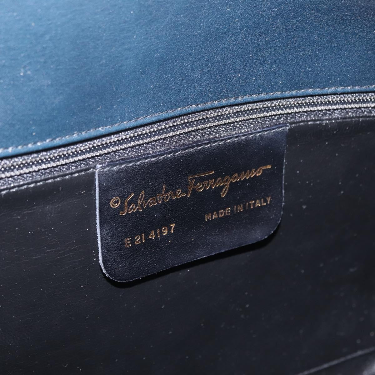 Salvatore Ferragamo Gancini Leather, Navy, Leather, Handbag