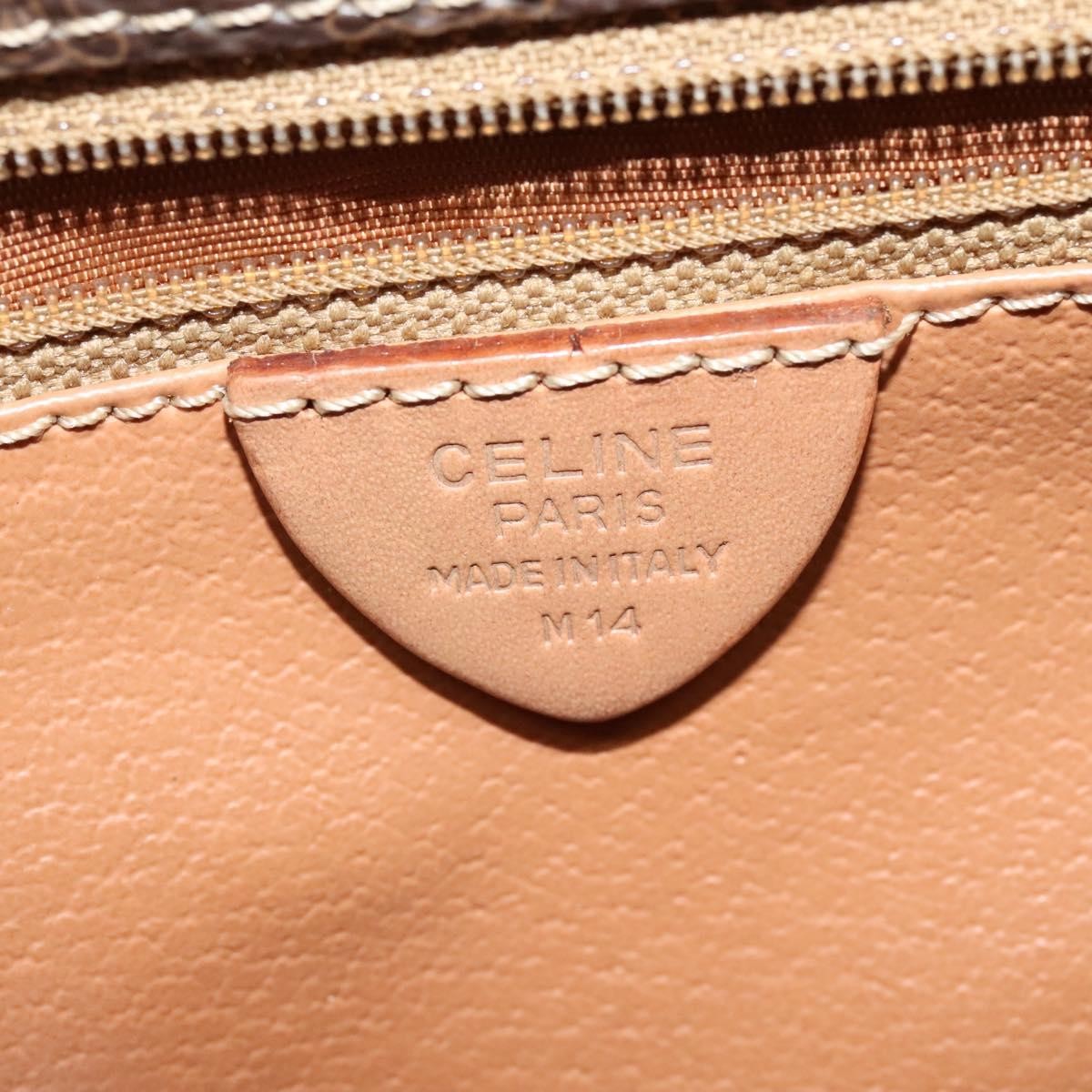 Celine Vintage Macadam Circle Logo Canvas and Leather, Brown, Canvas, Shoulder Bag