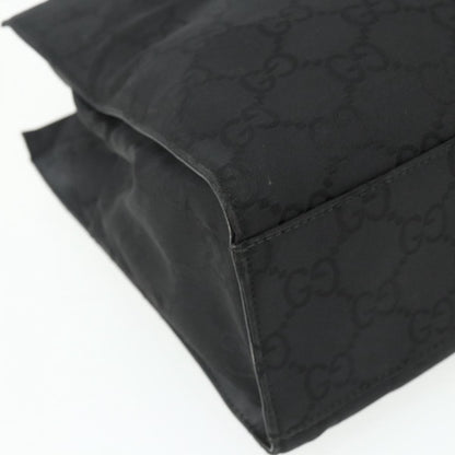 Gucci Vintage Bamboo Handle Tote GG Canvas, Black, Canvas, Tote Bag