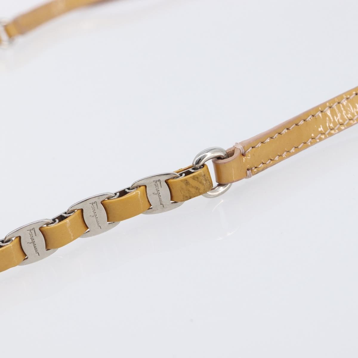 Salvatore Ferragamo Vala Patent Leather, Beige, Patent Leather, Shoulder Bag
