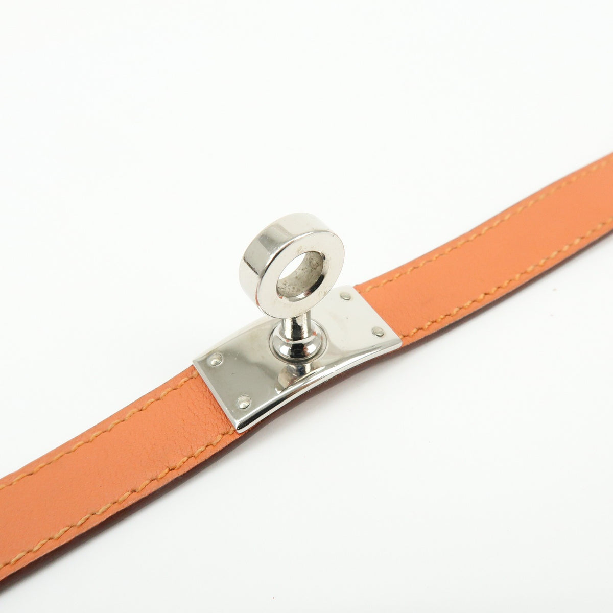 Hermes Kelly Double Tour Leather, Orange, Leather, Bracelet