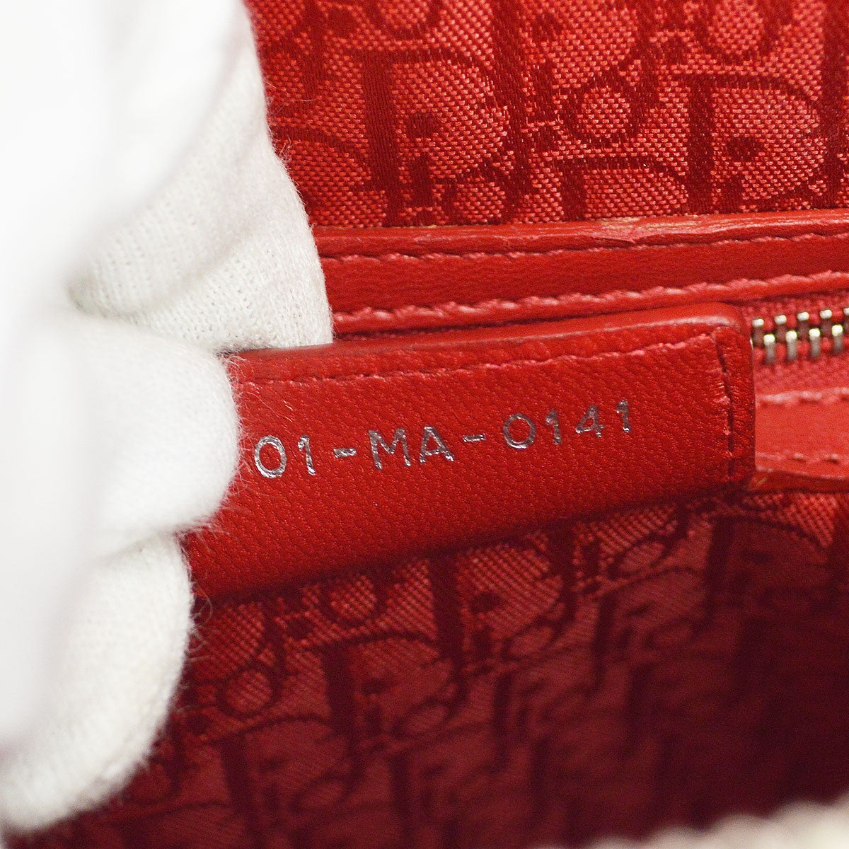 Christian Dior Lady Dior Cannage Quilt Lambskin, Red, Leather, Handbag
