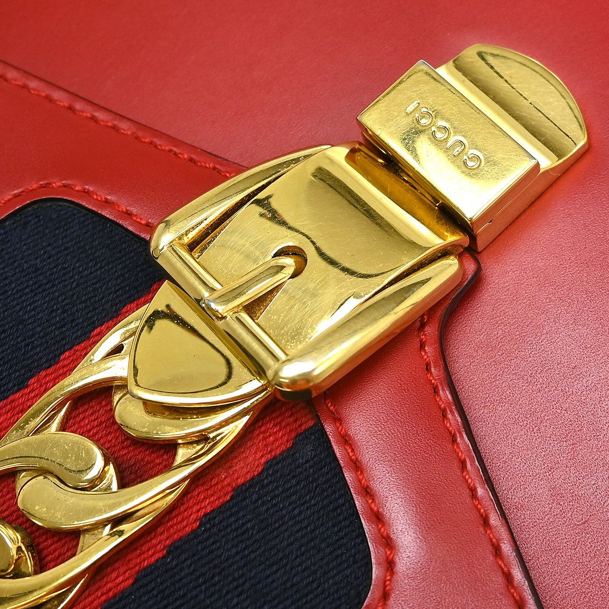 Gucci Sylvie Top Handle Leather, Red, Leather, Handbag