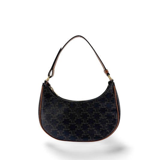 Celine Triomphe Triomphe Canvas, Black, Canvas, Shoulder Bag