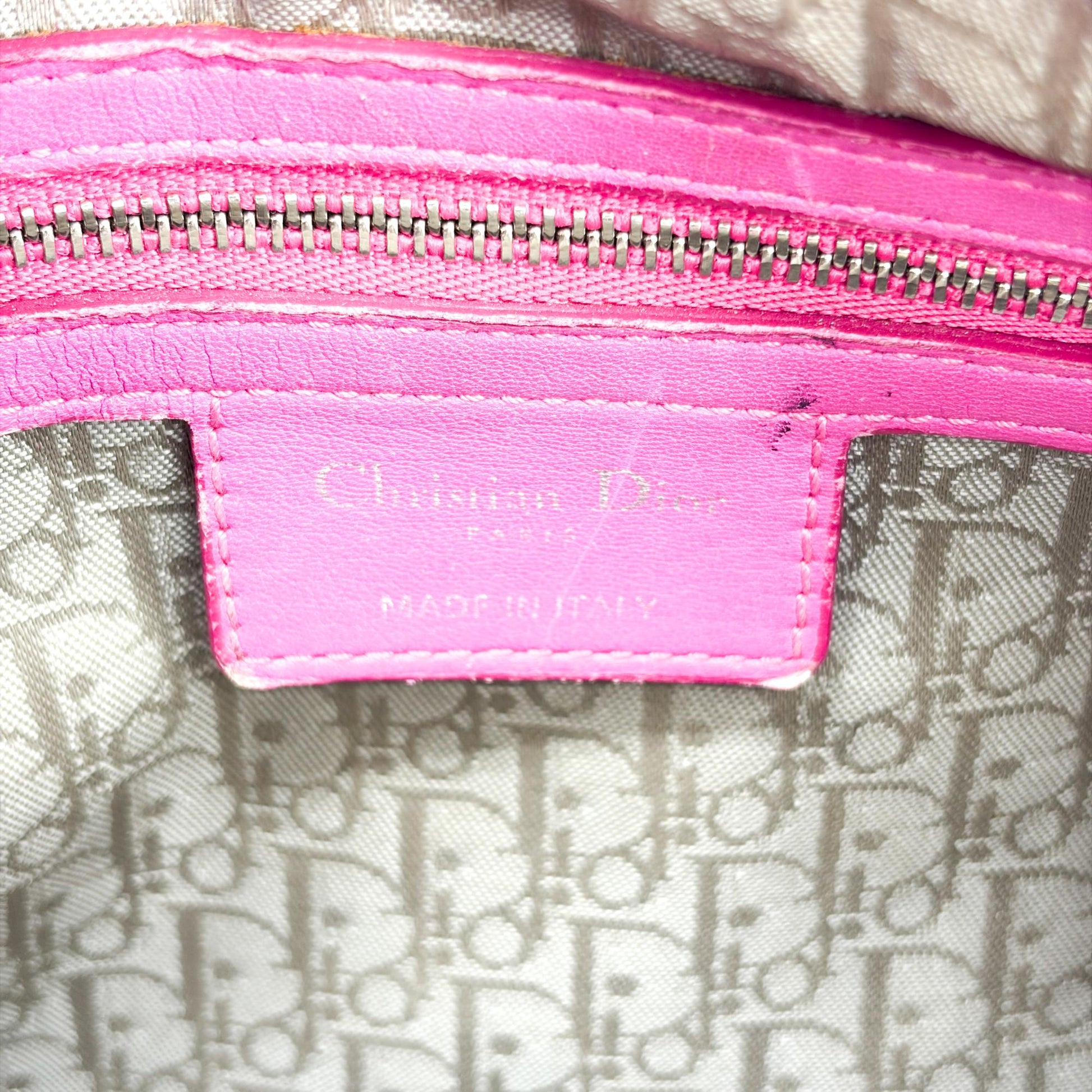 Christian Dior Lady Dior Cannage Quilt Lambskin, Pink, Leather, Handbag