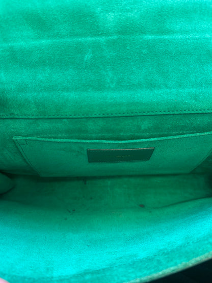Saint Laurent Chyc Clutch Leather, Green, Leather, Clutch