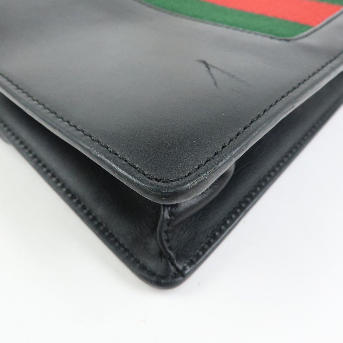 Gucci Sylvie Leather, Black, Leather, Shoulder Bag