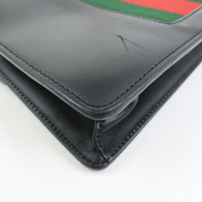 Gucci Sylvie Leather, Black, Leather, Shoulder Bag