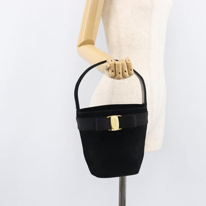 Salvatore Ferragamo Vala Suede, Black, Suede, Shoulder Bag