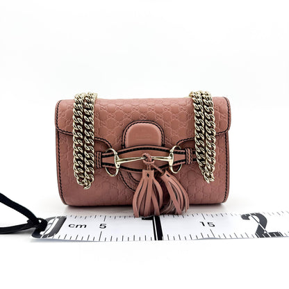 Gucci Emily Chain Flap Guccissima Leather, Pink, Leather, Shoulder Bag